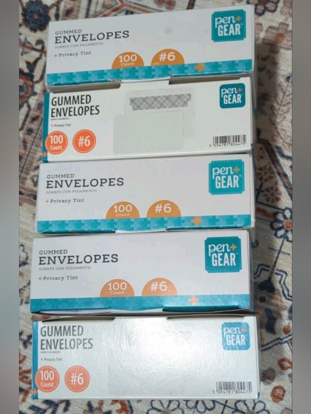 5 Boxes Gummed Envelopes with Privacy Tint, 100-Count, 3.63 x 6.5 Inches, White